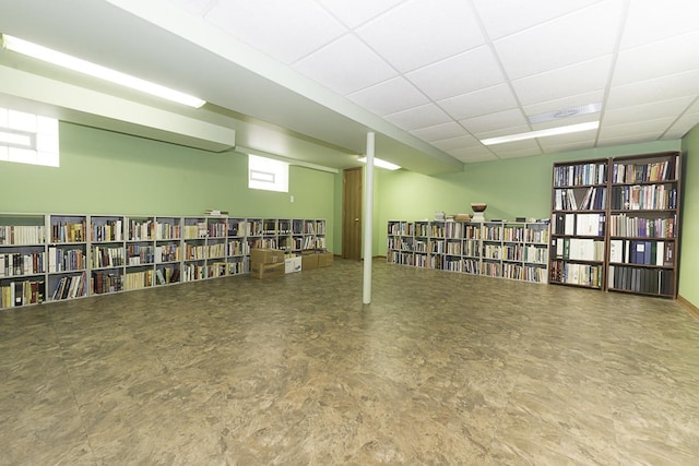 basement with a drop ceiling