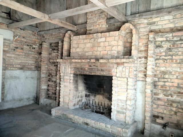 unfurnished living room featuring a fireplace