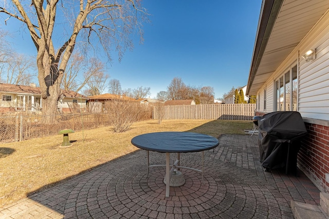 view of patio / terrace with a fenced backyard and grilling area