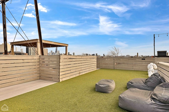 view of yard featuring a fenced backyard