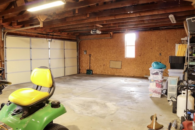 garage with a garage door opener