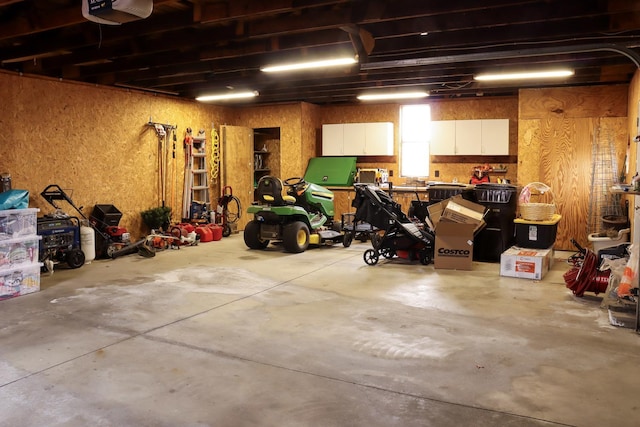 garage with a garage door opener