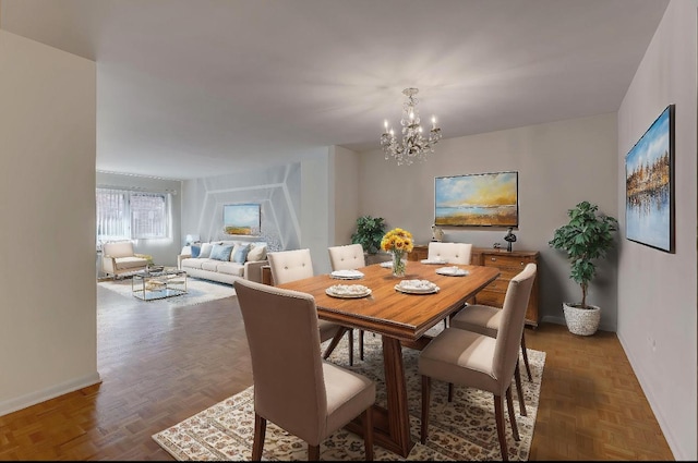 401 S Grove Ave Unit 2F, Oak Park, IL 60302 - dining room featuring baseboards and a chandelier