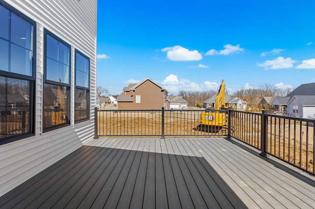 deck with a residential view