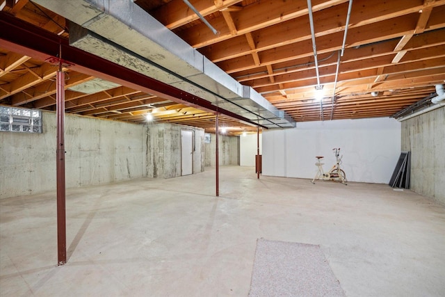 view of unfinished basement