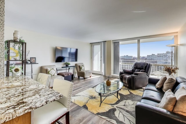 living area featuring wood finished floors