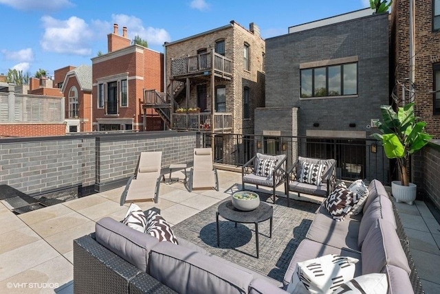 view of patio with an outdoor living space