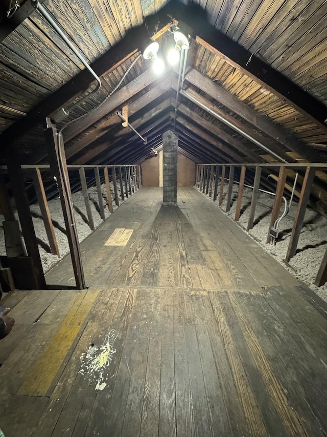 view of unfinished attic