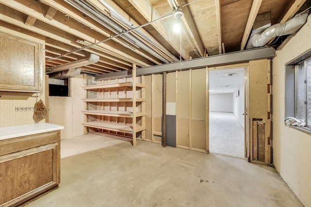 view of unfinished basement