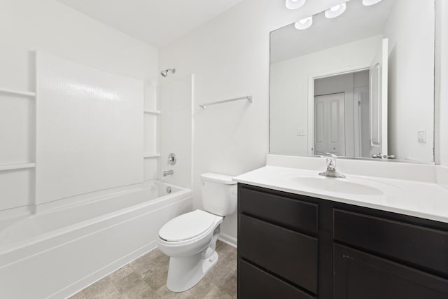 full bathroom with toilet, shower / tub combination, and vanity