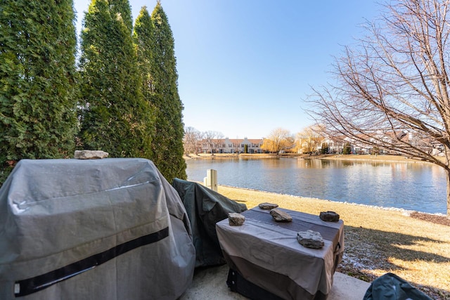 dock area featuring a water view