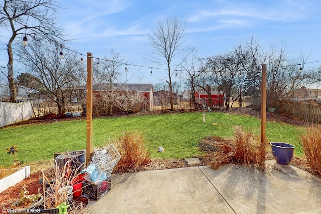 view of yard featuring a patio and a fenced backyard