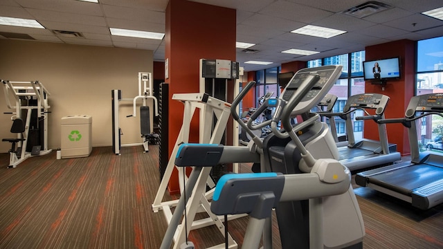 330 N Jefferson St Unit 603, Chicago, IL 60661 - gym with carpet floors and a drop ceiling