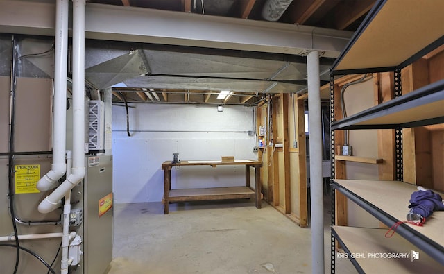 view of unfinished basement