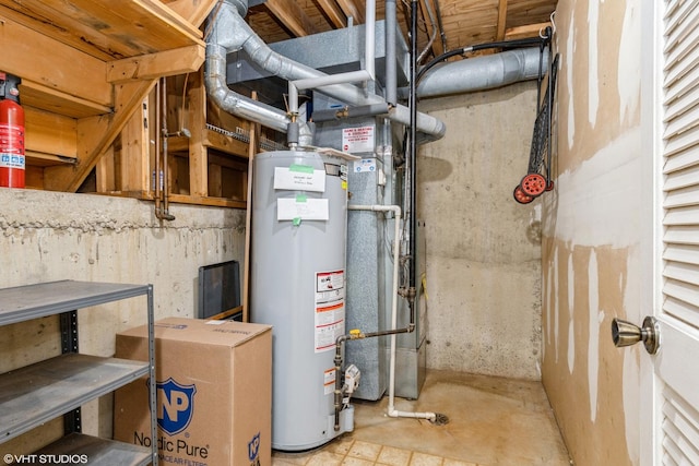 utility room with water heater