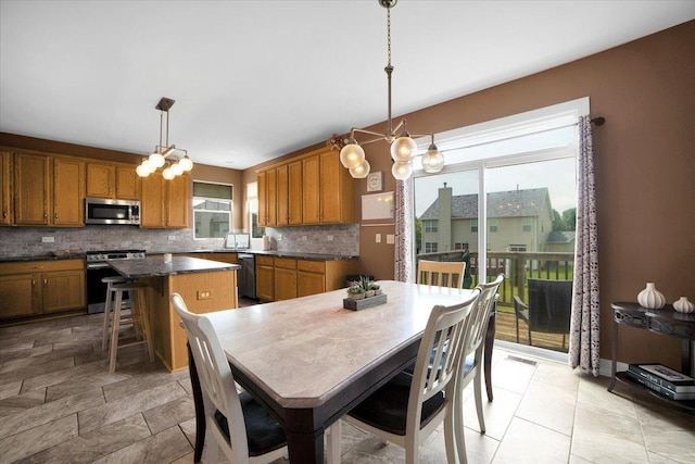 dining area featuring visible vents