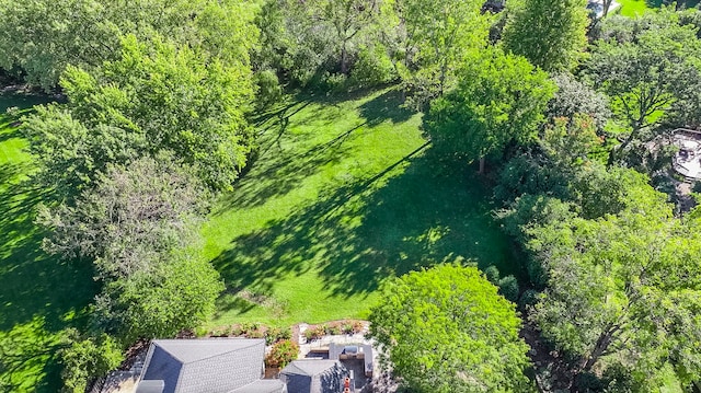 drone / aerial view with a forest view