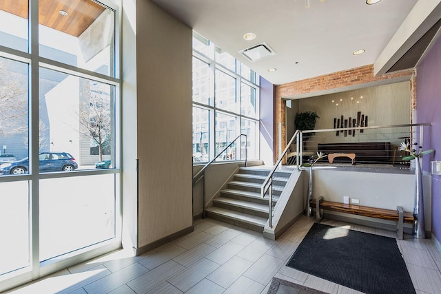 interior space with visible vents and stairway