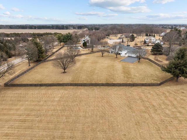 bird's eye view with a rural view