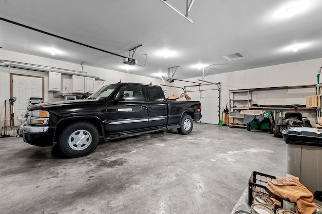 garage with a garage door opener