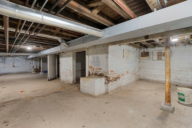 view of unfinished basement