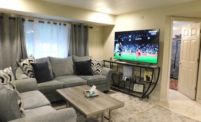 view of tiled living room