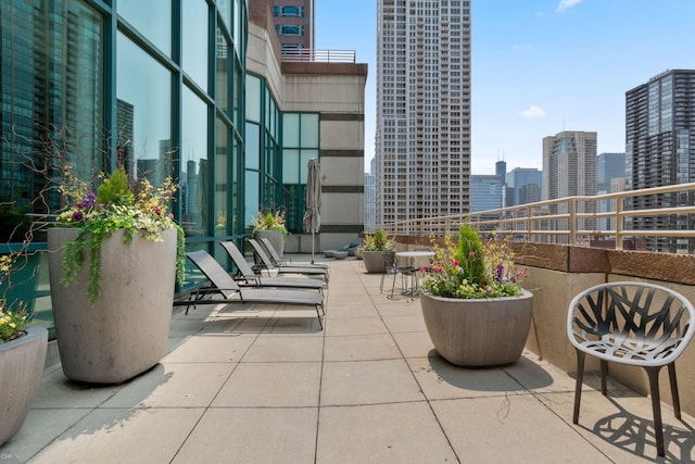 view of patio with a view of city