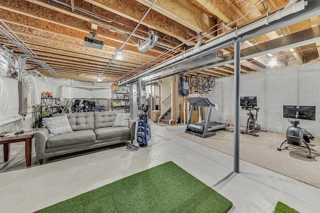 unfinished basement with stairway