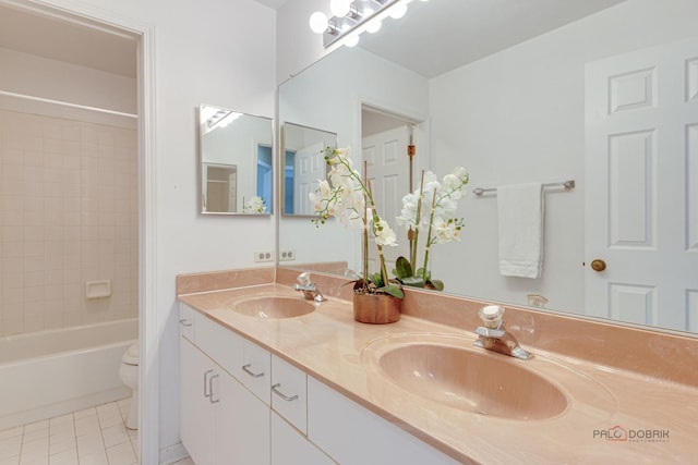 621 Raintree Rd, Buffalo Grove, IL 60089 - bathroom with double vanity, tile patterned floors, and bathing tub / shower combination