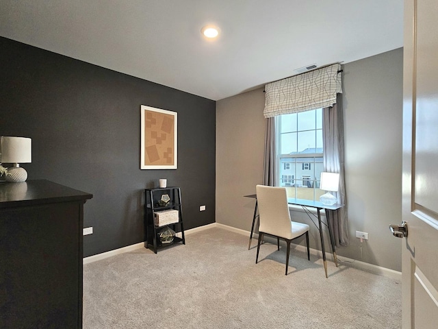 home office featuring visible vents and baseboards