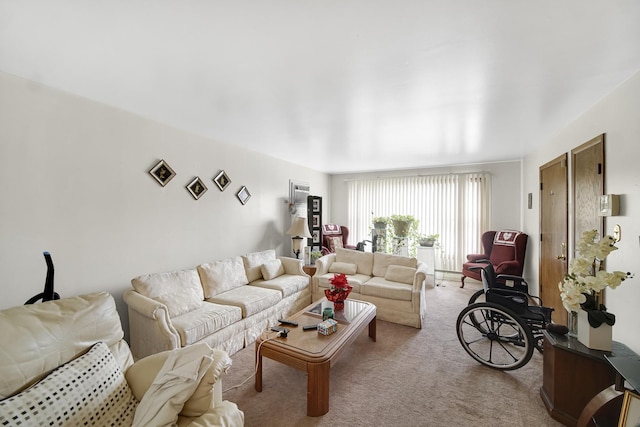 living room featuring carpet