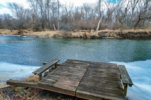 dock area featuring a water view