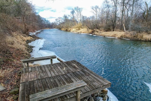 dock area featuring a water view