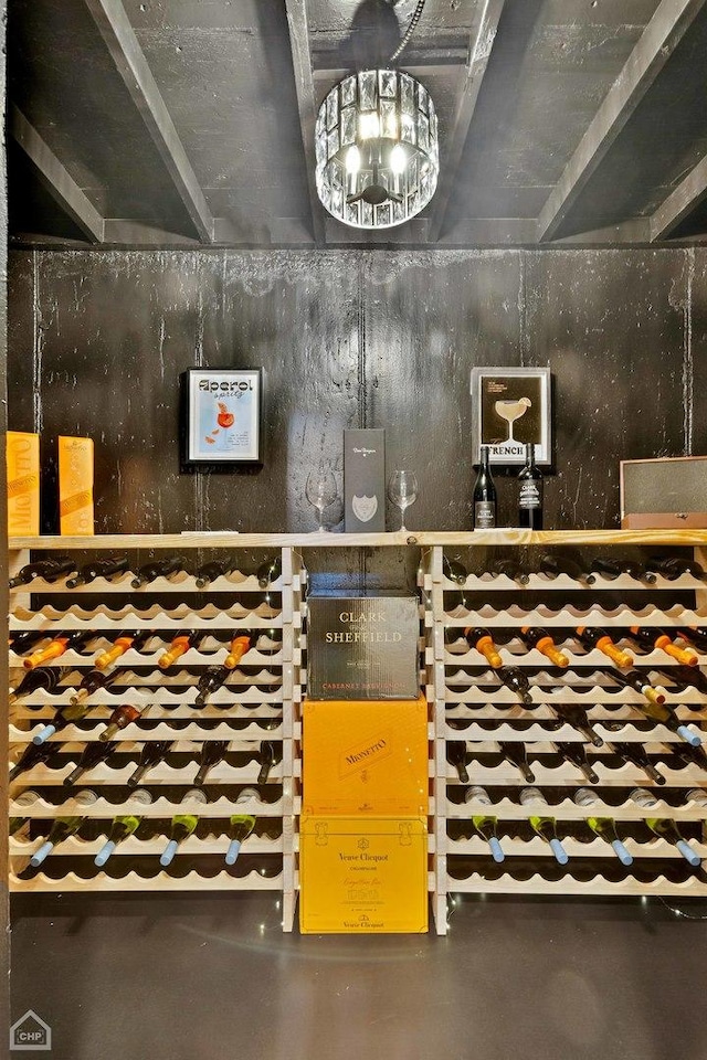 wine cellar featuring concrete floors