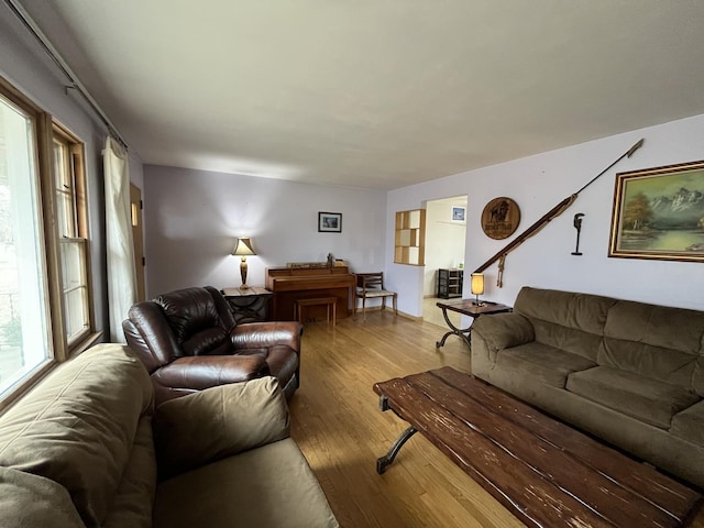 living area with wood finished floors