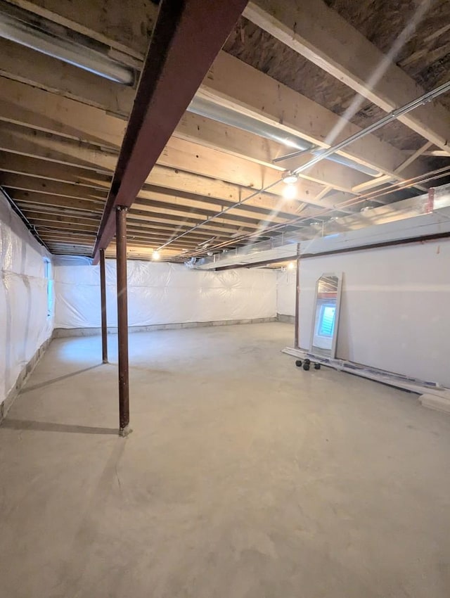 view of unfinished basement