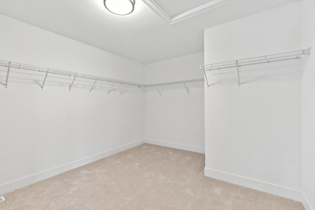 spacious closet with light colored carpet