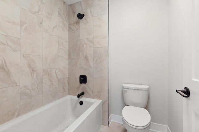 full bath featuring bathtub / shower combination, baseboards, and toilet