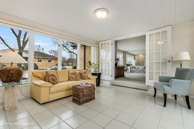 interior space featuring light tile patterned flooring