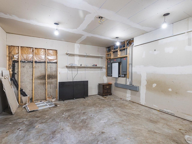 unfinished basement with electric panel