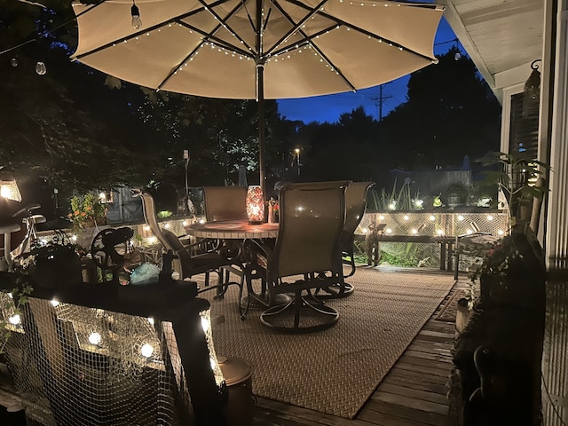 view of patio at twilight