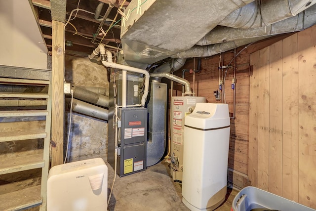 utility room with water heater