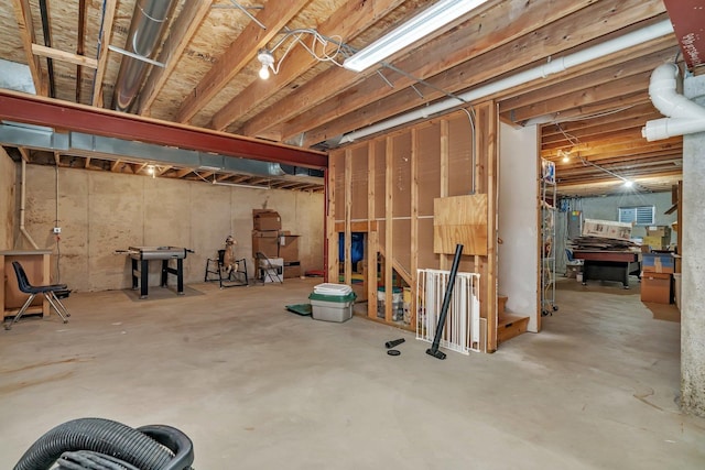 view of unfinished basement