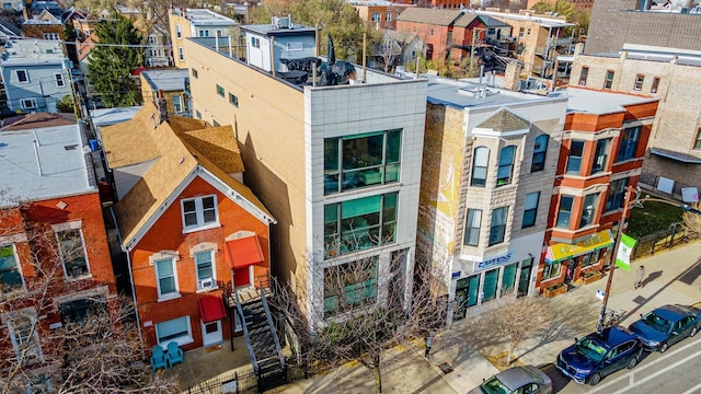 view of building exterior with a residential view