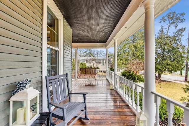 deck with a porch