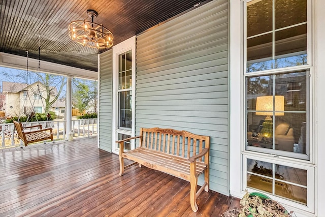 wooden deck featuring a porch