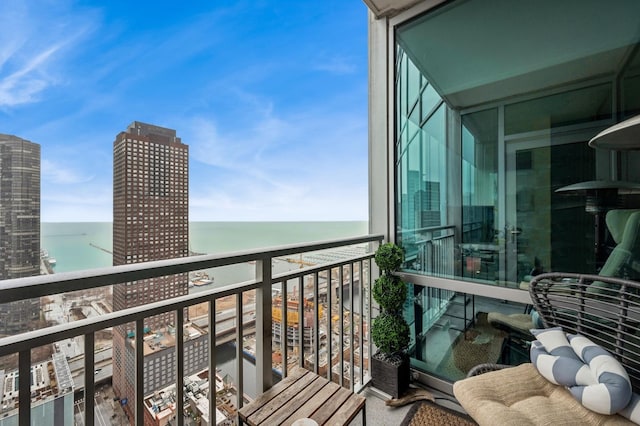 balcony with a water view