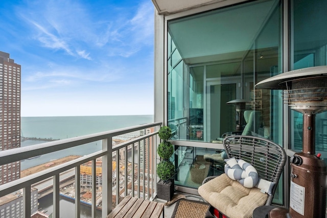 balcony with a water view