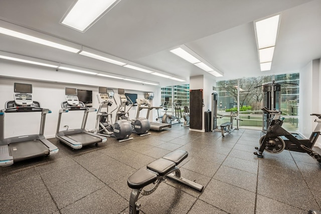 gym with expansive windows