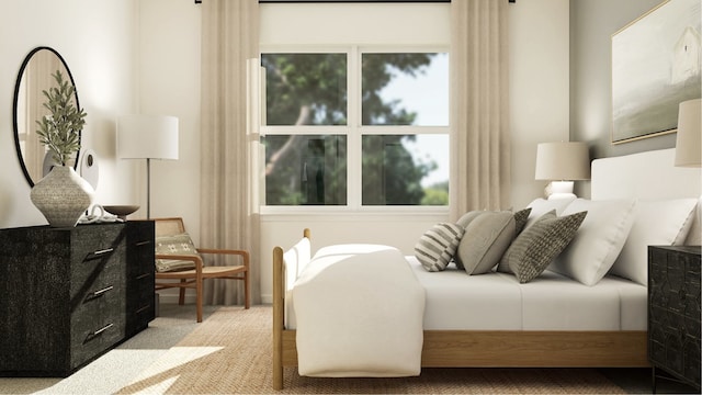 carpeted bedroom featuring multiple windows